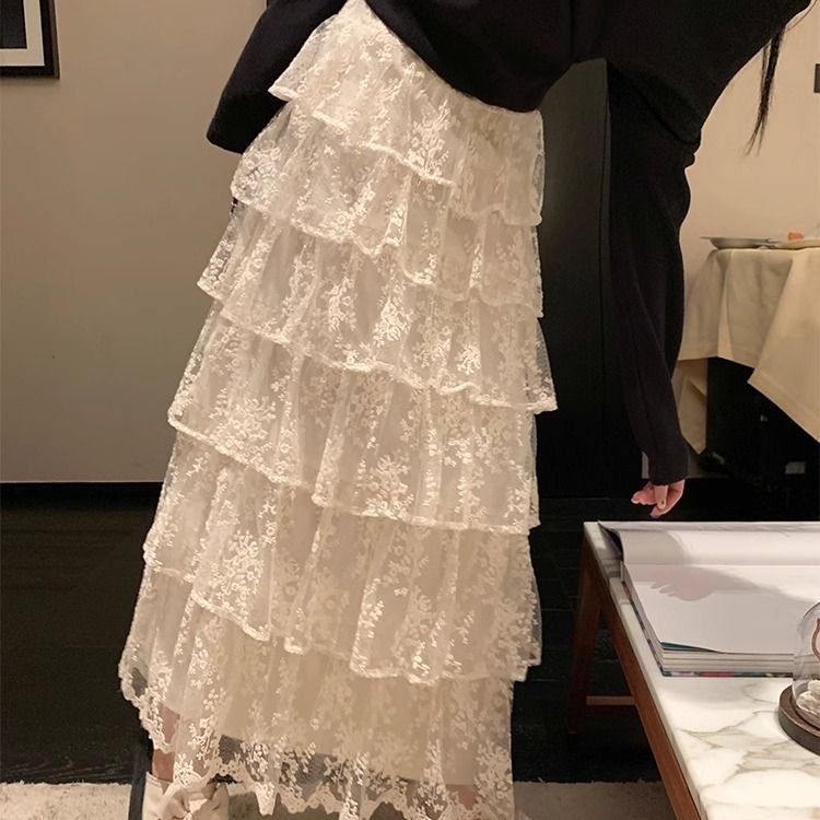 Romantic Long Lace Cake Layer Long Skirt | CoyBunny