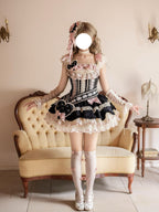 Sweet Ribbon Lolita Ballet JSK Dress - Black & Pink Princess Gown