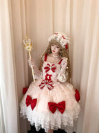 Pink Lolita JSK Suspender Dress with Train & Headband