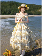 Long Print Halter Neck Lolita JSK with Detachable Padding