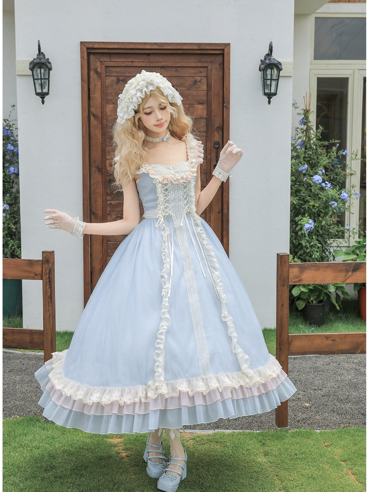 Long Lolita Flutter Sleeve JSK with Adjustable Straps