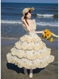 Long Print Halter Neck Lolita JSK with Detachable Padding