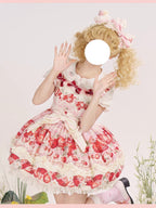 Sweet Strawberry Lolita JSK Dress Set with Blouse & Headband