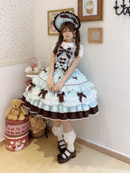 Mint Chocolate Lolita JSK Dress Set with Bonnet | Cute Gown