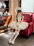 White Ballet Lolita JSK Dress with Back Bow | Suspender Gown