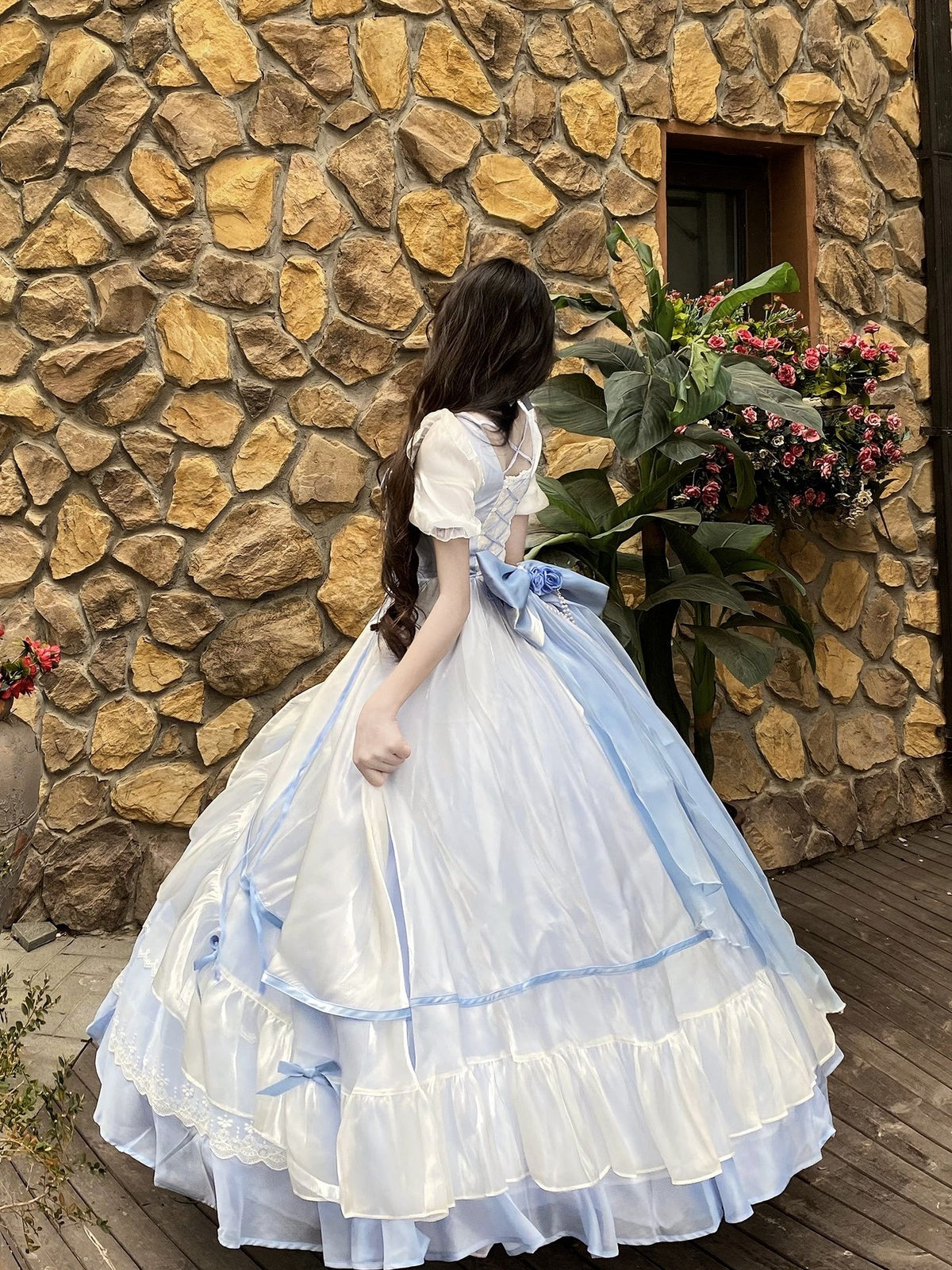 Elegant Light Blue Lolita Ball Gown - Princess Birthday Dress Set