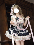 Sweet Ribbon Lolita Ballet JSK Dress - Black & Pink Princess Gown