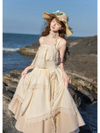 Off-White Lolita Camisole Top & Asymmetrical Skirt Set