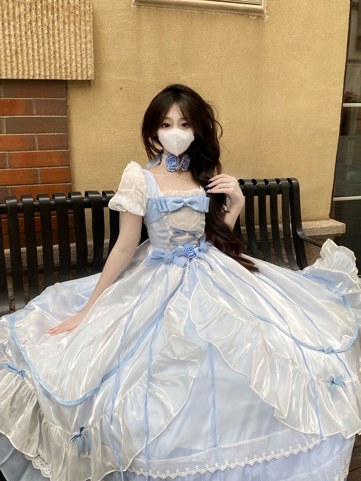 Elegant Light Blue Lolita Ball Gown - Princess Birthday Dress Set