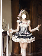 Sweet Ribbon Lolita Ballet JSK Dress - Black & Pink Princess Gown