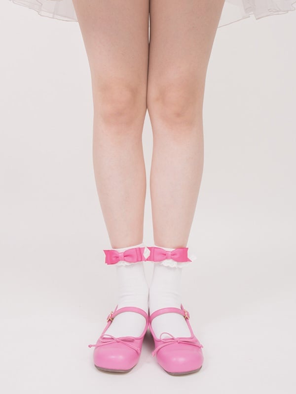 Pink and Black Bowknot Sweet Lolita Socks | CoyBunny