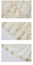 Beige Bow Accents Ruffle Trimming Sweet Lolita Layered-Look Dress | CoyBunny