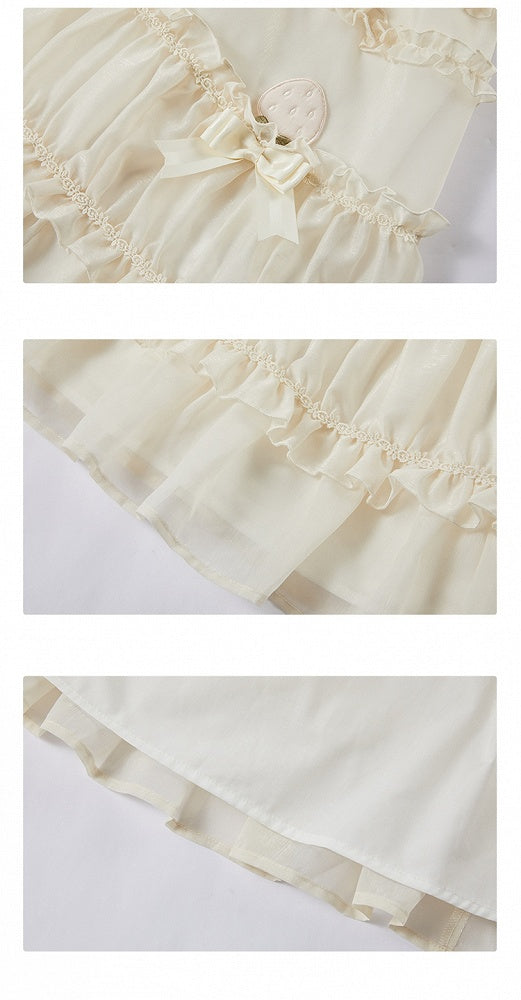Beige Bow Accents Ruffle Trimming Sweet Lolita Layered-Look Dress | CoyBunny