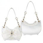 Sweet Lolita Satin Shoulder Bag with Sparkling Beaded Bow - Sheep Puff Bag | CoyBunny