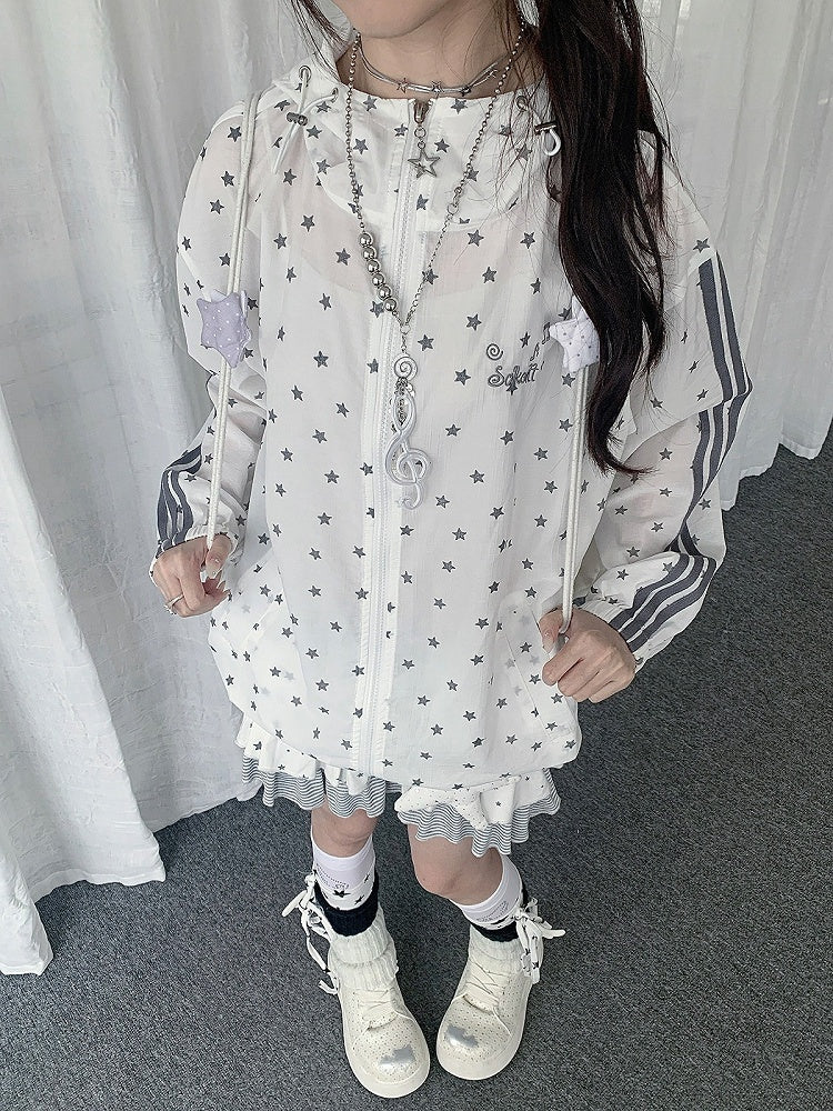 White Star-Print Hooded UV-Protective Jacket | CoyBunny