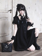 Gothic Halter Dress with Lace and Bow Details - Ekomi | CoyBunny