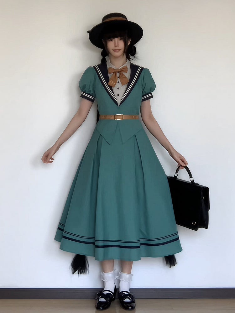 Turquoise Sailor Collar Elegant Lolita Dress - LilyVow | CoyBunny