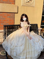 Elegant Apricot Cream Lolita Ball Gown - Princess Birthday Dress Set