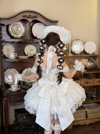 White Ballet Lolita JSK Dress with Back Bow | Suspender Gown