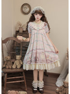 Cinnamon Pink Doll Lolita Bear Print OP Set with Bonus Accessories