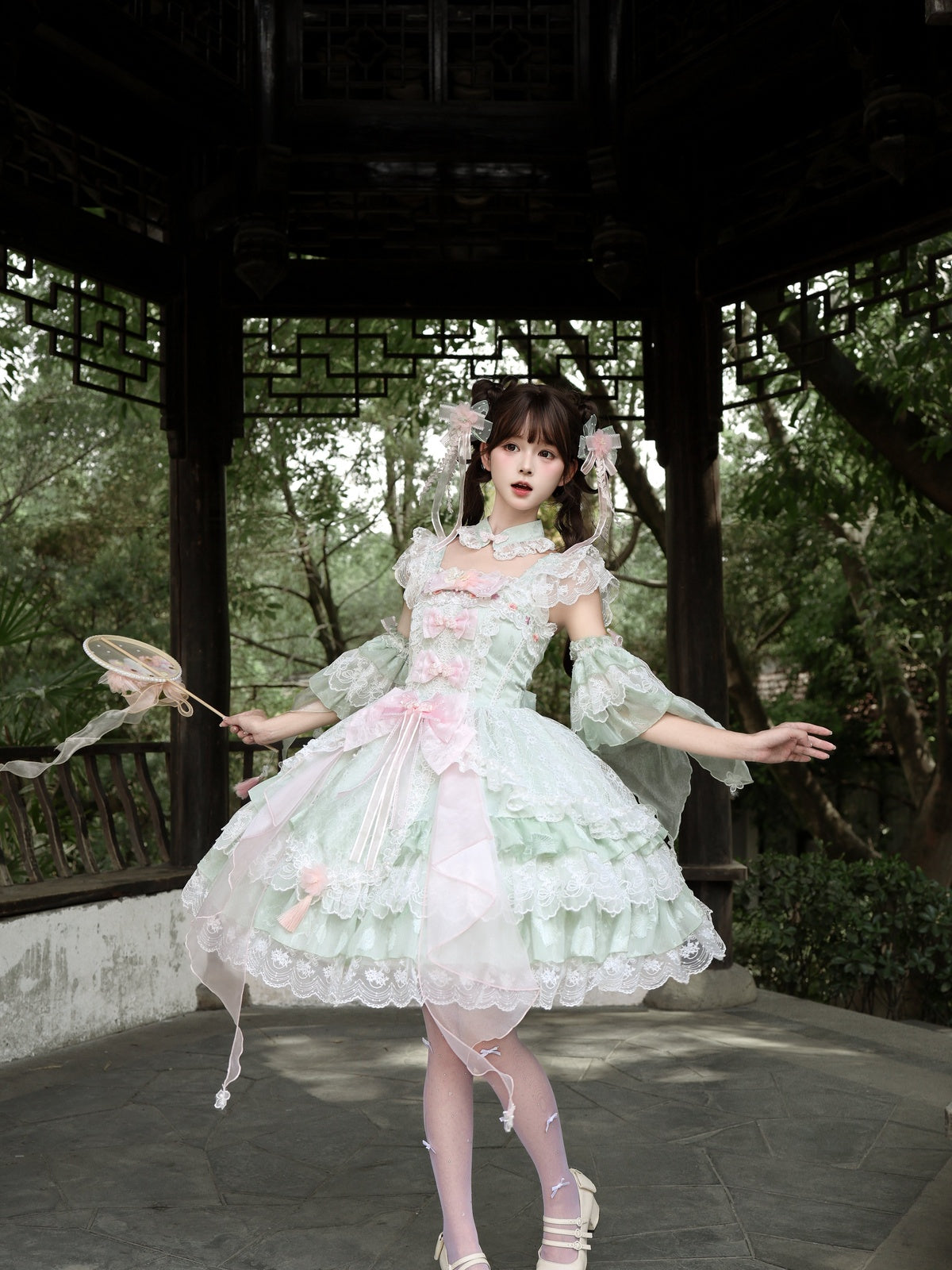 Mint Green Qi Lolita JSK Dress Set | Chinese Style Princess Jumper