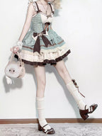 Mint Chocolate Sweet Lolita JSK Dress Full Set with Headband