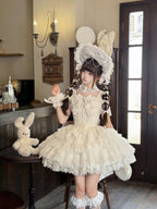 White Ballet Lolita JSK Dress with Back Bow | Suspender Gown