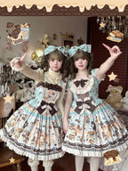 Mint Green Sweet Lolita JSK Dress with Kitty & Chocolate Print - Poetry of Dolls | CoyBunny