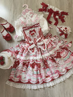 Crimson Bunny Cherry Print Sweet Lolita Jumper Dress - Miss Han | CoyBunny
