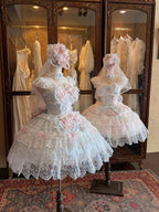 Pink Ballet Lolita JSK Dress with Crown Veil & Necklace