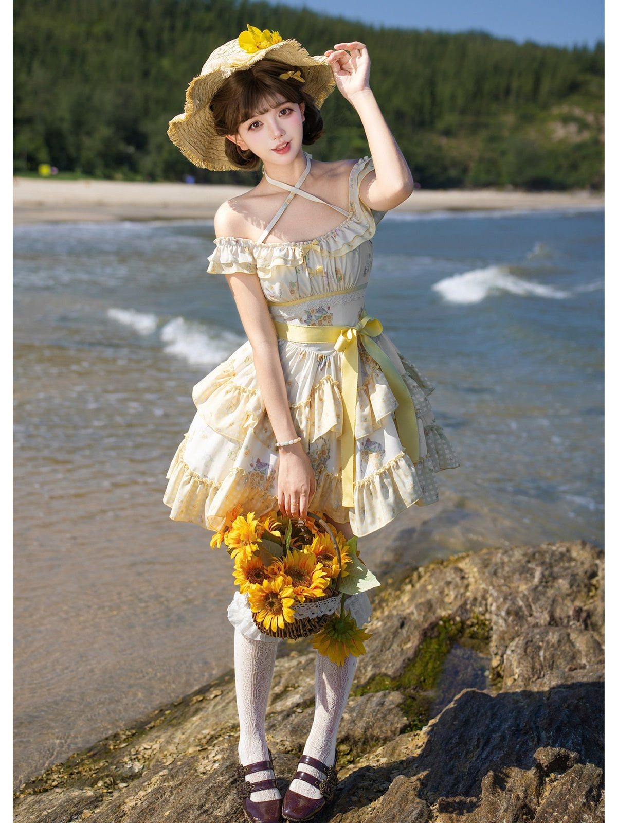 Short Print Halter Neck Lolita JSK with Detachable Padding