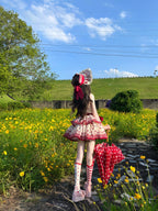 Sweet Cherry Lolita Tiered Dress Set with Bonnet