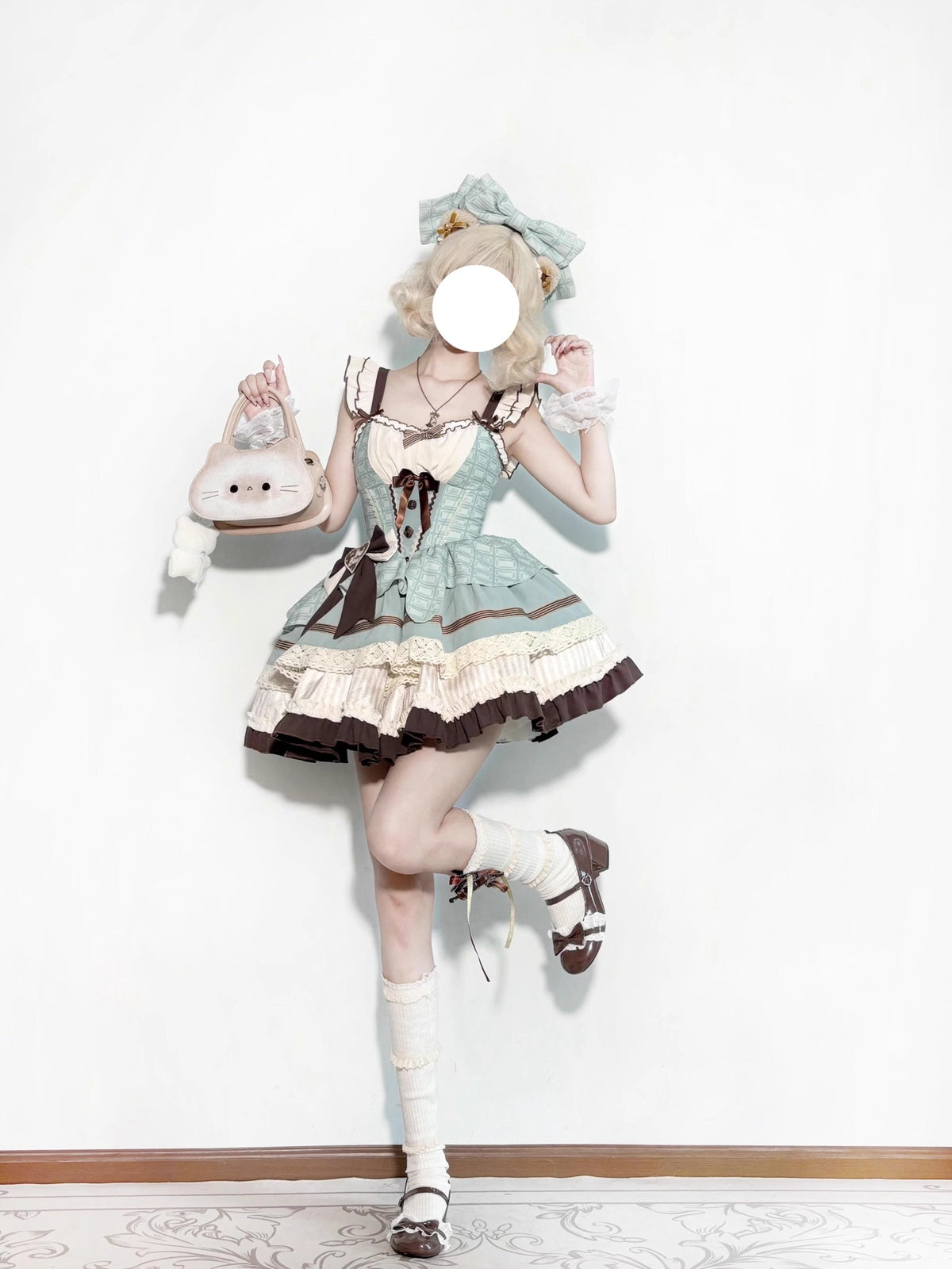 Mint Chocolate Sweet Lolita JSK Dress Full Set with Headband