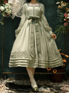 Green Square Neck Classic Lolita Long Sleeve OP | CoyBunny