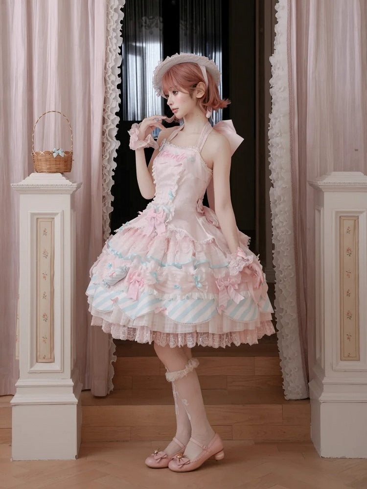 Pink & Blue Sweet Candy-themed Lolita JSK Dress - Meng Fu Zi | CoyBunny