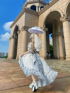 Sweet Lolita Blue Rose Dress Set - Lace Princess Birthday Gown