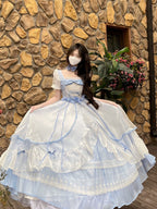 Elegant Light Blue Lolita Ball Gown - Princess Birthday Dress Set