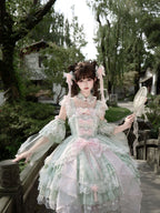 Mint Green Qi Lolita JSK Dress Set | Chinese Style Princess Jumper