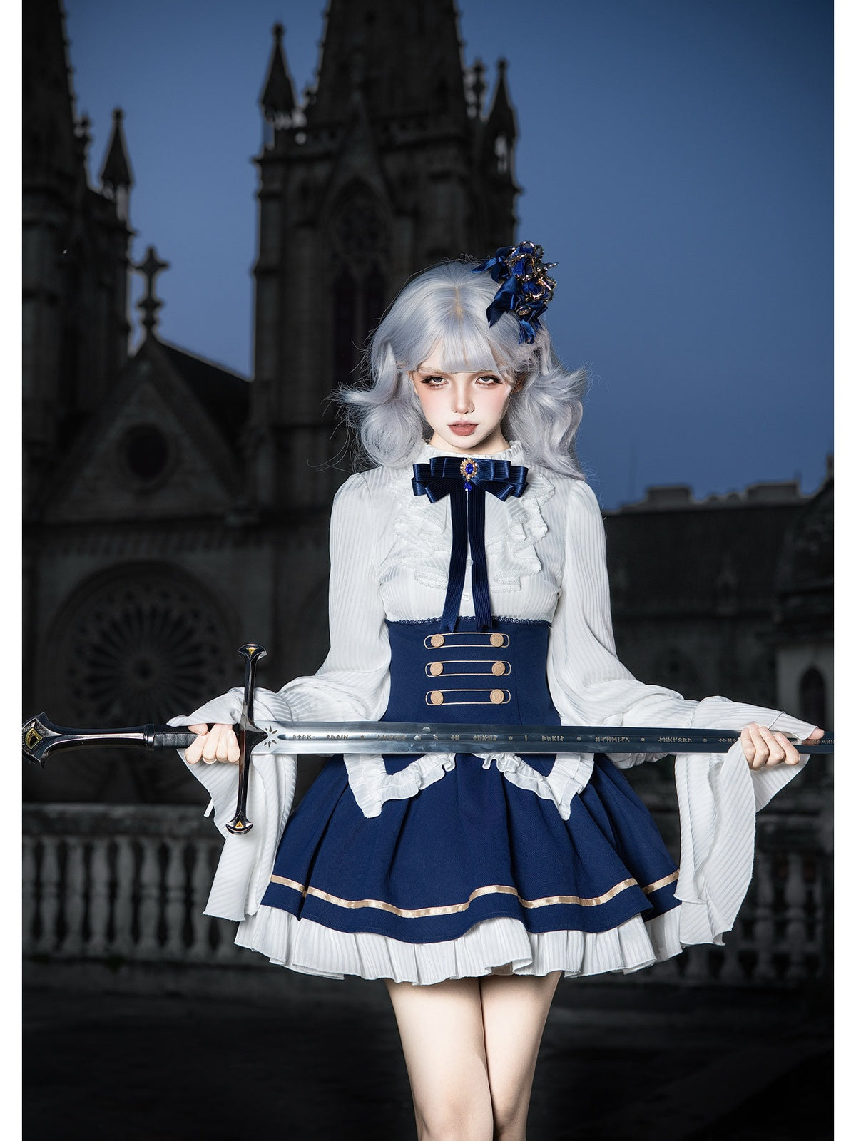Short Court Lolita OP Set with Cape, Shoulder Chain & Brooch