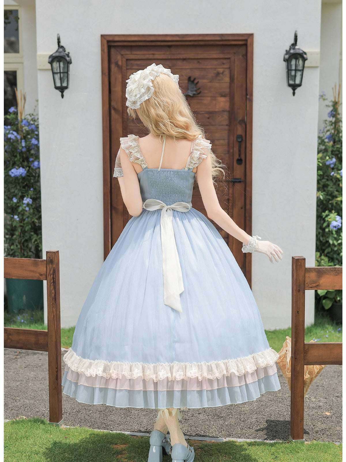 Long Lolita Flutter Sleeve JSK with Adjustable Straps