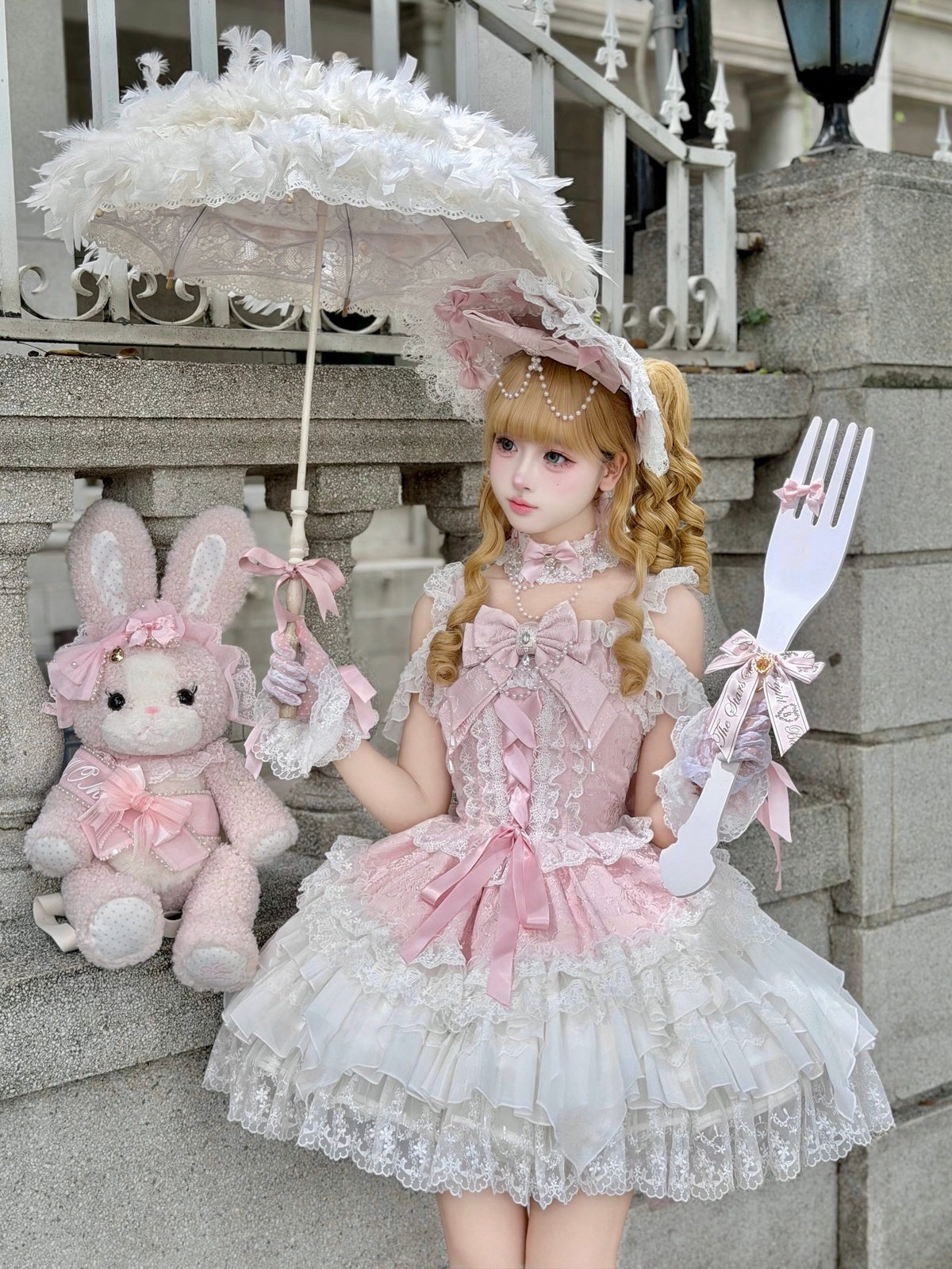 Pink Ballet Lolita JSK Dress with Back Bow | Suspender Gown
