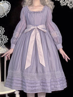 Purple Square Neck Classic Lolita Long Sleeve OP | CoyBunny