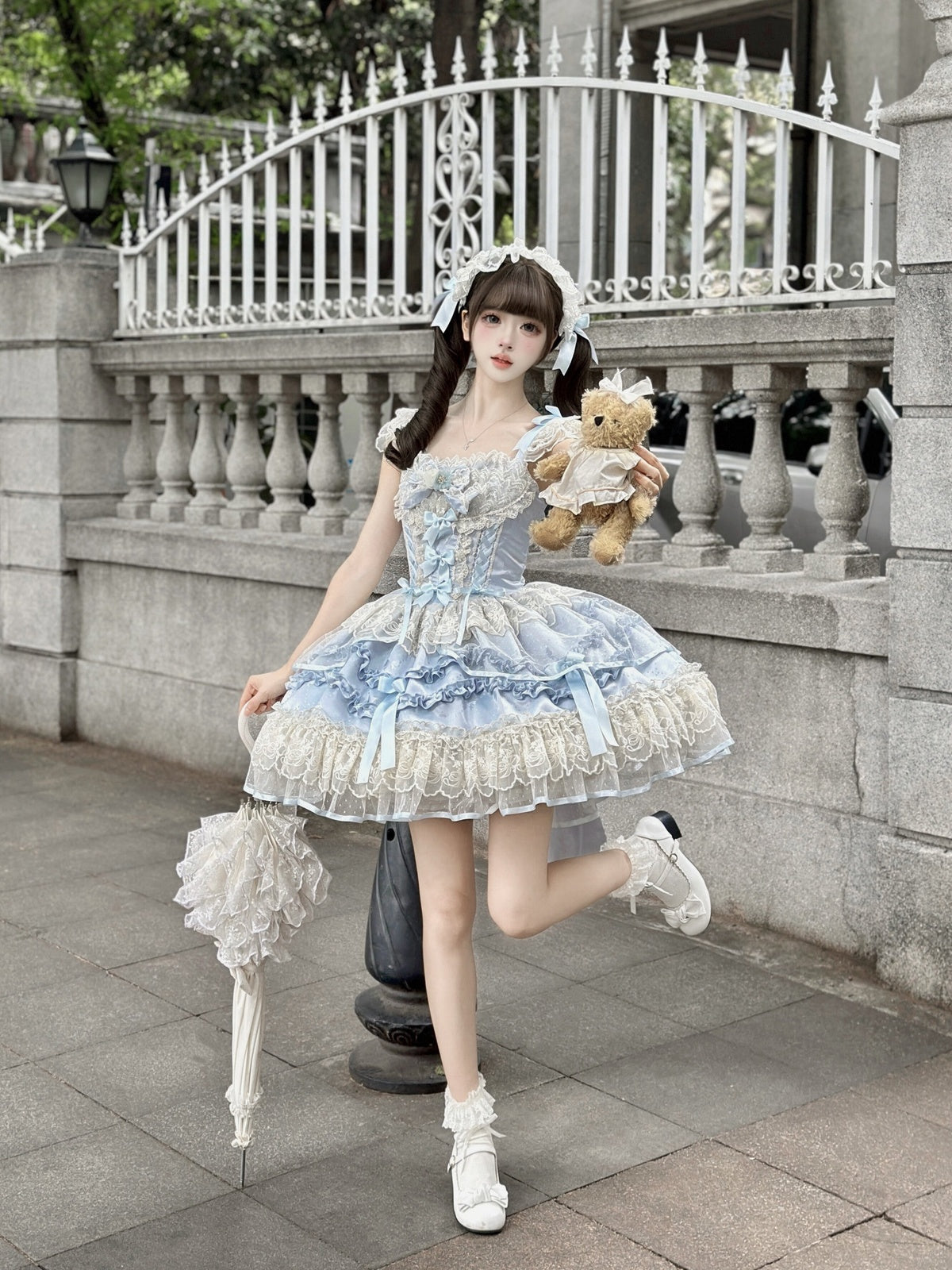 Blue Balletcore Lolita JSK Dress Set | Elegant Ballet Style Jumper