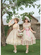 Petal Hem Lolita OP Set with Belt, Hat & Flower
