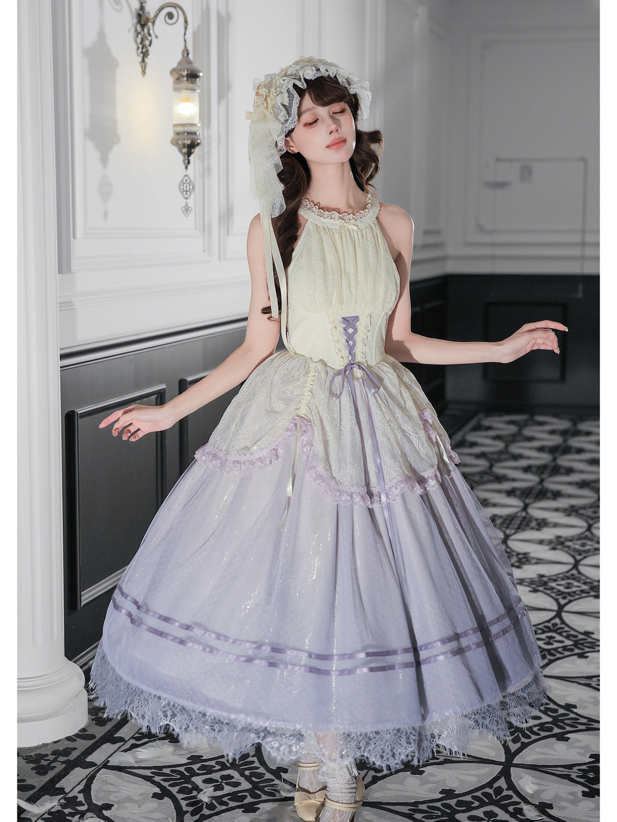 Purple Classic Lolita Halter Long JSK with Waist Boning