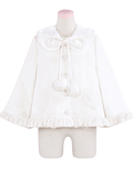 White Sweet Lolita Coat - Heart Buttons with Detachable Plush Collar | CoyBunny