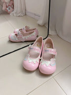 Pink Kawaii Polka Dot & Bowknot Flat Shoes with Happy Birthday Embroidery - Fairy Godmother | CoyBunny