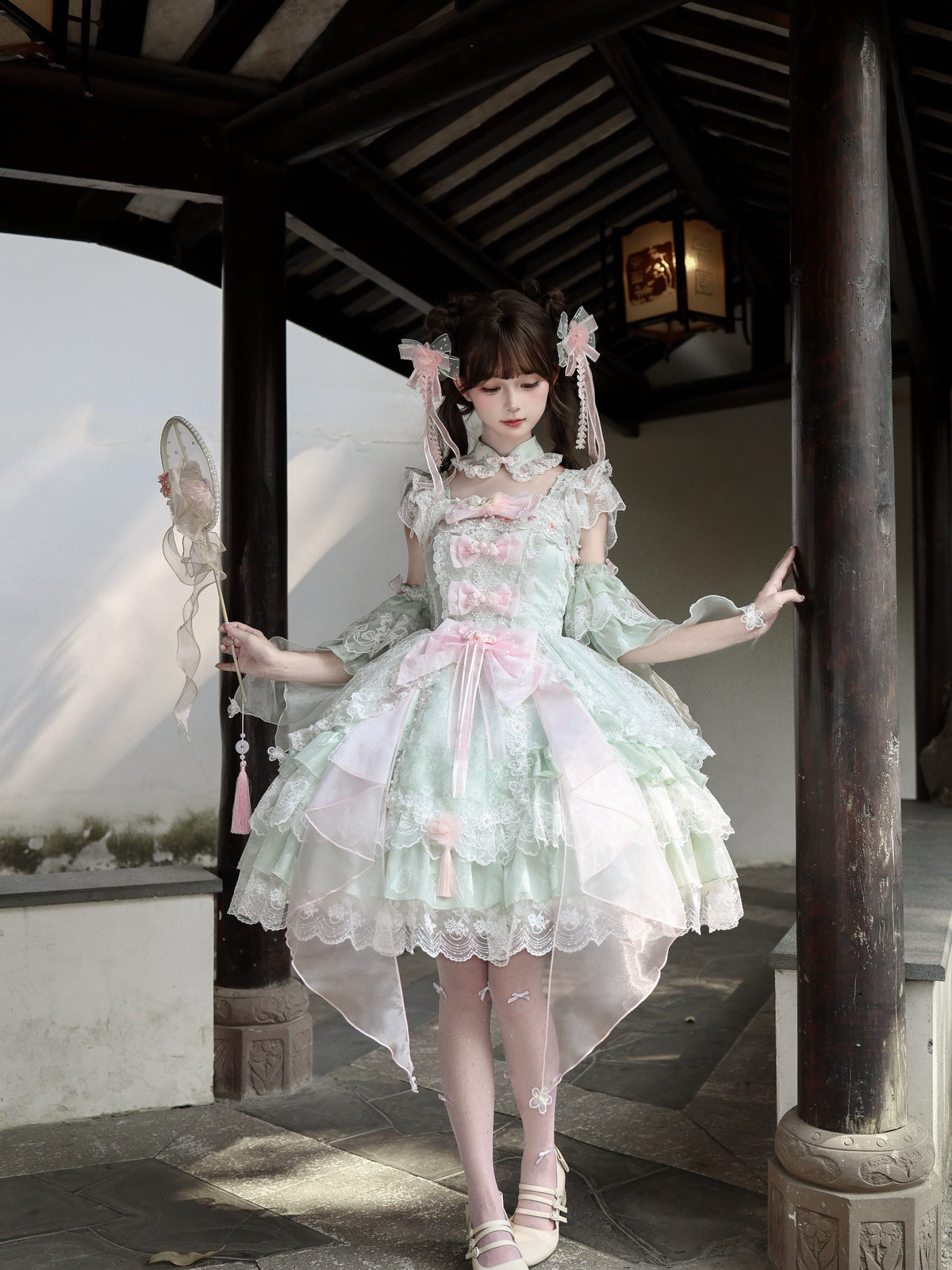 Mint Green Qi Lolita JSK Dress Set | Chinese Style Princess Jumper