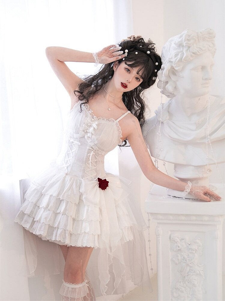 Charming Sweetheart Jumper Skirt with Rosette Accent - Unknown Star | CoyBunny
