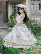 Art Print Skirt Classic Lolita Cowl Neck JSK Dress with Removable Overlay - Moonlight Dream | CoyBunny